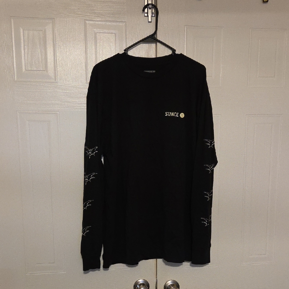 Stance Black Long Sleeve Crew with White Sleeve Graphics